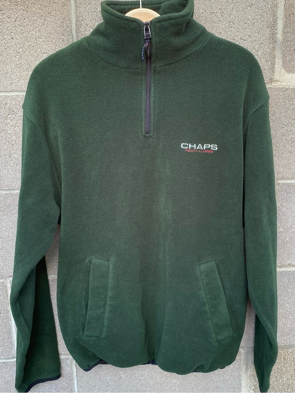 Vintage Chaps Ralph Lauren Fleece 1/4 Zip Pullover Sweater Size Small Green